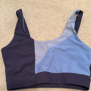 Colorblock Navy and Light Blue Wireless Sports Bralette